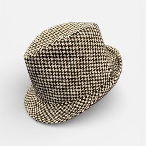 Classic Black and White Houndstooth Fedora designer hat plaid headgear